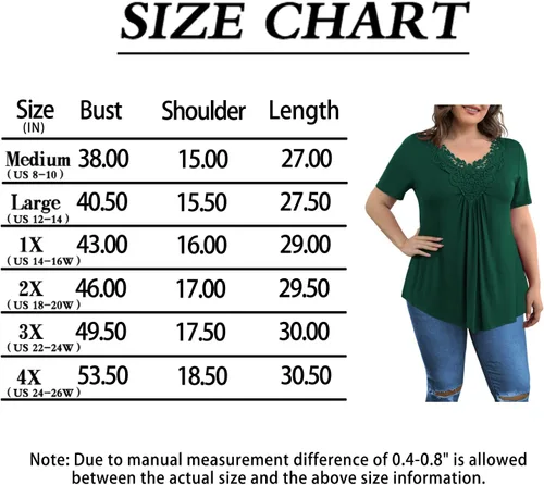 Vista 4 de Tralilbee - Blusa casual de manga corta con encaje de ganchillo, para mujer, talla grande, talla M - 4XG