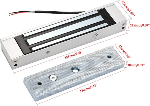 Vista 5 de Cerradura electromagnética eléctrica de 180 kg 350 libras de fuerza de retención, electroimán de 12V, modo seguro NC, puerta única para sistema