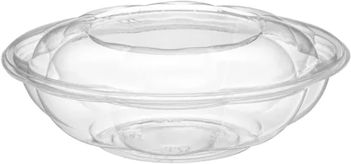 Vista 2 de GUSTO 50 cuencos de ensalada de plástico transparente con tapas, recipientes de ensalada desechables, perfectos para llevar, ensaladas y preparación