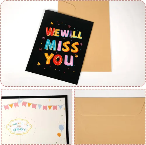Vista 3 de NQEUEPN Tarjeta de felicitación grande de despedida, 11 x 17.3 pulgadas, tarjeta de buena suerte, tarjeta de regalo de despedida grande con sobre