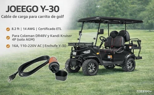 Vista 5 de JOEEGO Conjunto de cable de alimentación de carga Y-30 compatible con carritos de golf Coleman DR48V y Kandi Kruiser 4P AGM, certificación ETL