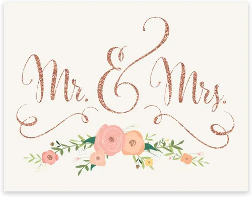 Vista 11 de Andaz Press Letreros de fiesta de boda, purpurina de oro rosa sintético con flores, 8.5 x 11 pulgadas, resalta tu versículo bíblico favorito