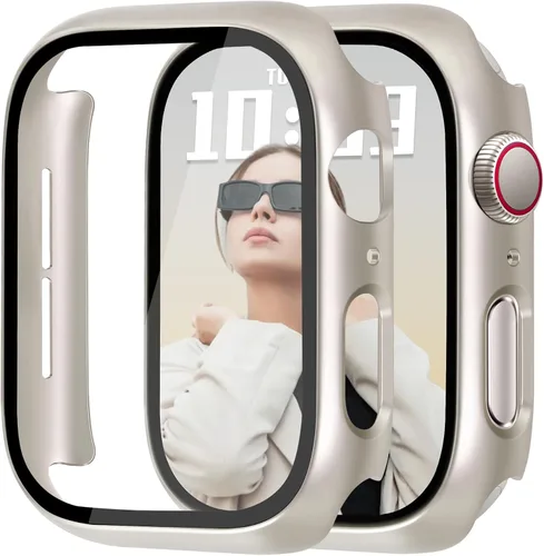 Vista 13 de JR.DM - Juego de 2 fundas de policarbonato duro de 38 mm con protector de pantalla de vidrio templado HD para Apple Watch Series 3/2/1, protector