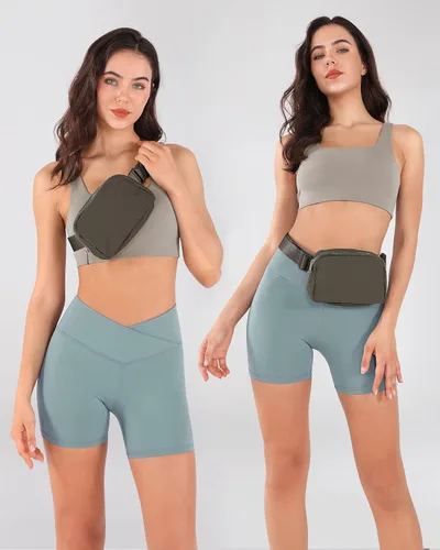 Vista 2 de ODODOS Minicangurera unisex con correa ajustable para entrenamiento, correr, viajar, senderismo, Marrón(Turkish coffee)