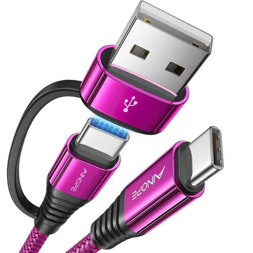 Vista 15 de Cable AINOPE USB C a USB C, Cable USB C de 1 Pie de Carga Rápida con Adaptador USB a USB C, Cable USB a USBC de 60W para iPhone 17 Pro Max Air, Gris