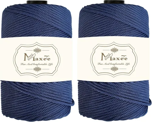 Vista 20 de Cordón de macramé de poliéster de alta calidad de 0.118 in × 218 yardas, 0.118 in, 100% polipropileno, ideal para ganchillo, ganchos de pared