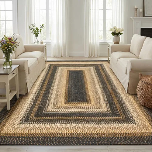Vista 129 de Homespice Apple Pie - Alfombra ovalada roja de 2 x 3 pies, alfombra de cocina trenzada para decoración primitiva y rústica, reversible, yute sin