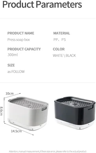 Vista 6 de Dispensador de jabón para platos, sensor de mano de plástico inteligente, dispensador de jabón 2 en 1, dispensador de jabón para cocina, dispensador