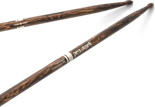 Vista 10 de ProMark Classic Forward 2B FireGrain Baquetas, baquetas con acabado lacado, TX2BW-FG, punta de madera ovalada, nogal, 1 par