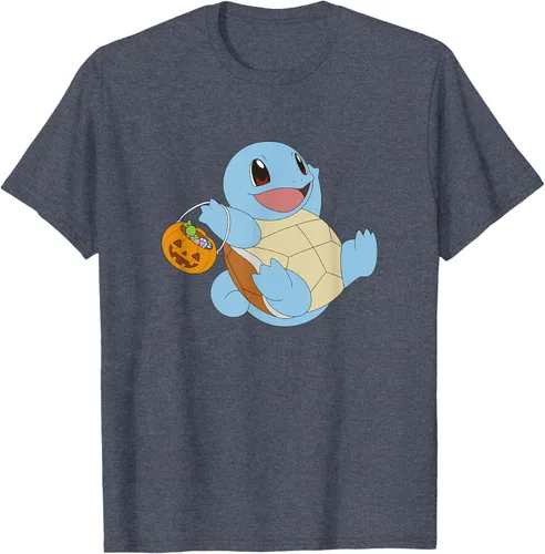 Vista 25 de Pokémon Halloween Squirtle With His Trick or Treat Basket Camiseta, Negro