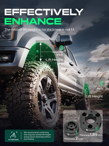 Vista 3 de YHTAUTO Kit de elevación de nivelación delantera y trasera de 3 pulgadas y 2 pulgadas para Dodge y Ram