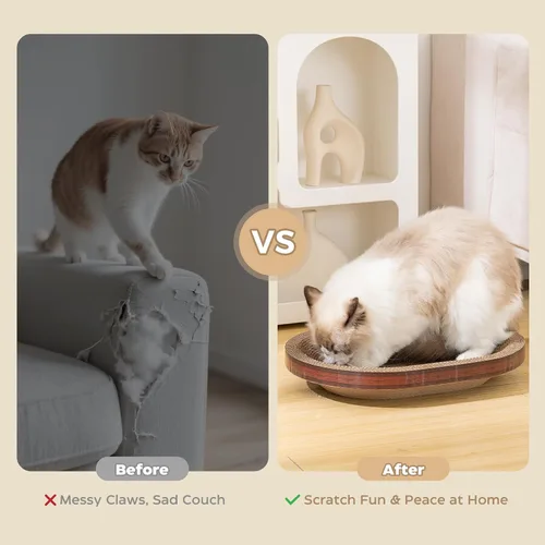 Vista 8 de Avont Juego de 3 rascadores de cartón para gatos de interior, rascador corrugado para gatos con almohadilla reversible para rascar, caja de arañazos