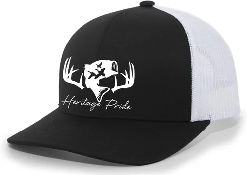 Vista 12 de Heritage Pride Sombrero de camionero de malla bordada para hombre de caza de pato de pesca de ciervos
