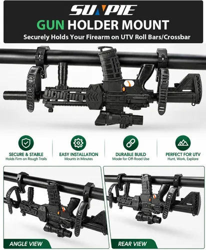 Vista 7 de SUNPIE Soporte de Rack para Herramientas de Caza para UTV - Soporte Universal de Barra Transversal para Polaris Canam Pioneer/Talon Kawasaki Arctic