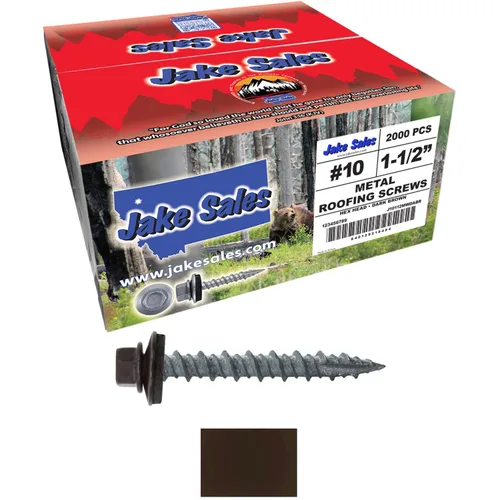 Vista 17 de 10 tornillos para techos de metal gris ABC de 1-1/2 pulgadas, cabezal de arandela hexagonal, arranque automático/roscado, arandela EPDM. 1 bolsa