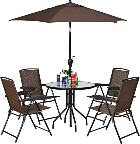 Vista 5 de Goplus Juego de 4 sillas plegables con reposabrazos y respaldo ajustable