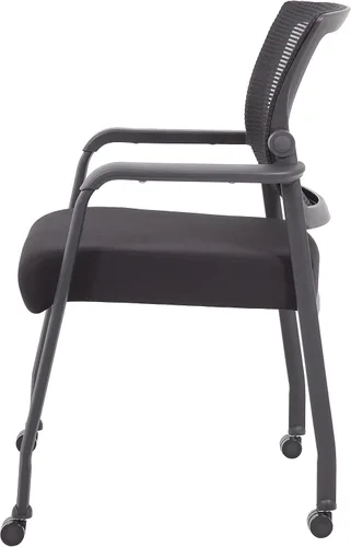Vista 10 de Boss Office Products Silla de invitados de malla de 4 patas con ruedas en negro