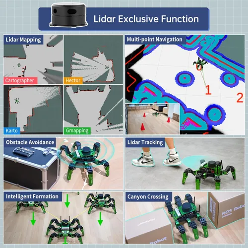 Vista 2 de Hiwonder JetHexa - Kit de robot hexápodo para cámara de profundidad Jetson Nano 3D, G4 Lidar y Lidar Mapping Navigation ROS AI Robot Kit