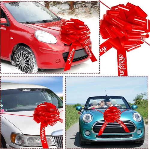Vista 7 de Waydress Lazo grande para automóvil gigante de 20 pulgadas, lazo rojo grande de Navidad para envolver regalos, casas nuevas, gran presente