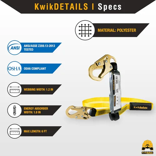 Vista 3 de KwikSafety – Familia rattler, incluye 2 paquetes, 4 paquetes, combo, kit Cordón de seguridad de una sola pierna con amortiguador interno, anclaje