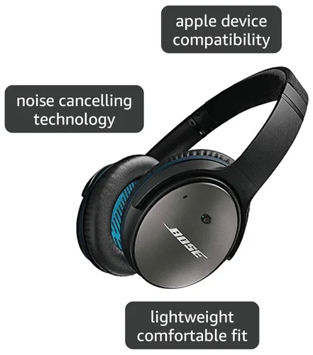 Vista 3 de Bose QuietComfort 25 - Auriculares acústicos con cancelación de ruido (dispositivos Apple, color negro)