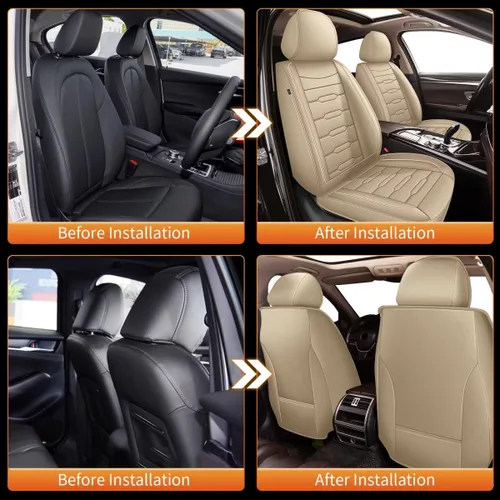 Vista 6 de AOMSAZTO Fundas de asiento de automóvil de ajuste personalizado para Cadillac ATS 2013-2018, fundas de cojín de vehículo, protectores de asiento