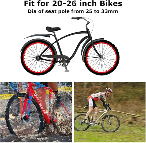 Vista 6 de TuTuYa Juego de guardabarros de bicicleta, guardabarros ajustables para bicicleta con 2 calcomanías reflectantes de flecha y 1 cinta reflectante