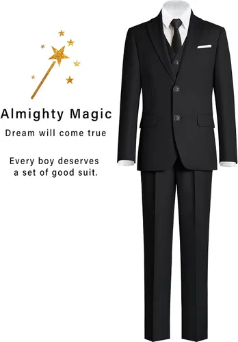Vista 2 de Almighty Magic Trajes formales para niño, 5 piezas, conjunto de traje de vestir con anillo