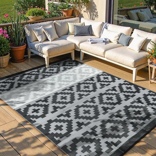Vista 23 de Anidaroel Alfombra de área para exteriores para patio, 4 x 6 pies, impermeable, reversible, alfombra de paja de plástico para exteriores, alfombra