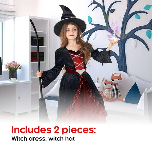 Vista 2 de Morph - Disfraz de bruja para niñas, disfraz de bruja para niñas, disfraz de bruja para niñas - Disfraz de Halloween para niñas