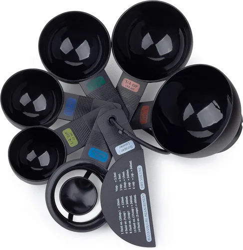 Vista 7 de Fox Run Juego de medición, juego de 6 cucharas medidoras de plástico, negro, 1/4 TSP a 1 TBL