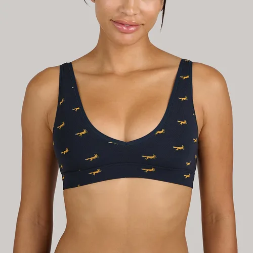 Vista 5 de MeUndies Brasier elástico de algodón orgánico con cuello en V, cómodo bralette para mujer, sin aros, tela exclusiva de Tienda