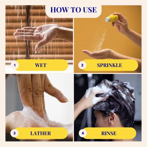 Vista 7 de Champú vigorizante en polvo espumoso para adelgazar el cabello, 20 lavados, vegano, ecológico, bergamota, tomillo, mini botella de aluminio de 0.7