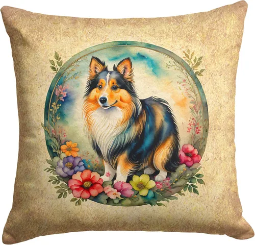 Vista 121 de Caroline's Treasures DAC2072PW1414 Affenpinscher and Flowers - Almohada decorativa de tela, lavable a máquina, para interiores y exteriores