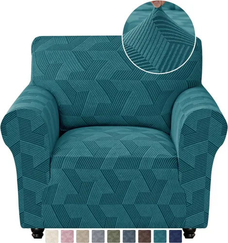 Vista 21 de JIVINER - Juego de 2 fundas elásticas para sillas de comedor, fundas geométricas de jacquard para sillas de comedor, fundas lavables para sillas
