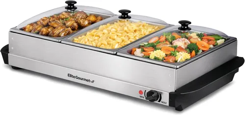Vista 8 de Elite Gourmet EWM-6122X - Servidor de bufé doble, 2 x 2.5 cuartos de galón, acero inoxidable