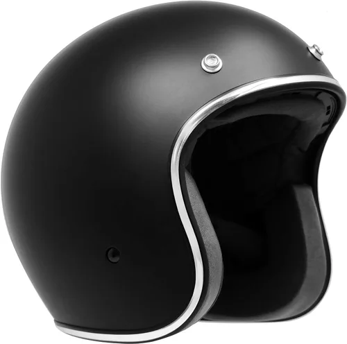 Vista 8 de GDM RENEGADE - Casco abierto para motocicleta, 3/4, estilo vintage, negro mate (escudo cromado, S)