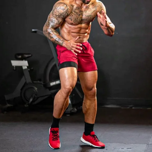 Vista 5 de EVERWORTH Pantalones cortos de entrenamiento 2 en 1 para hombre, 5 pulgadas, de secado rápido, pantalones cortos de gimnasio para culturismo