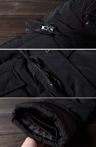 Vista 5 de chouyatou Abrigo largo de invierno con capucha extraíble para hombre
