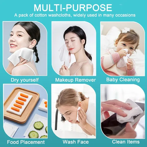 Vista 6 de Toalla facial desechable, toallita seca facial de algodón para piel sensible, pañuelos faciales para el cuidado de la piel, limpieza facial