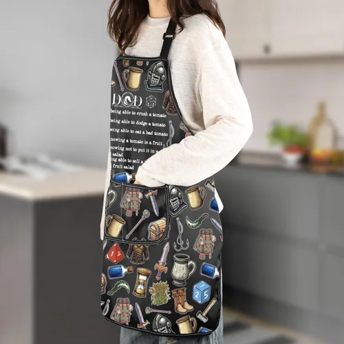 Vista 5 de MNIGIU Game Lover Delantal de cocina Juego Fantasía Gamer Regalos D Master Delantal de cocina Dragón Regalo D Dragon Gamer Merch