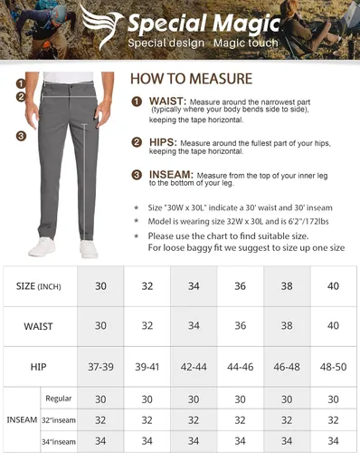 Vista 6 de SPECIALMAGIC Pantalones de golf para hombre, elásticos, ajustados, ligeros, con bolsillos con cremallera