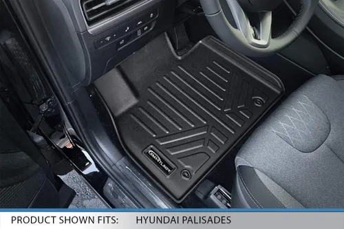 Vista 2 de SMARTLINER Juego de alfombrillas de piso de ajuste personalizado de 2 filas compatibles con Hyundai Palisade 2020-2025