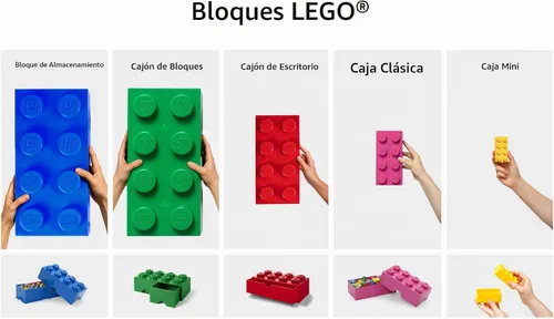 Vista 7 de LEGO Ladrillo de Almacenamiento 8 - conectores AZUL - Caja de Almacenamiento de Plástico Apilable con Tapa para Niños y Adultos, Organizador de Azul