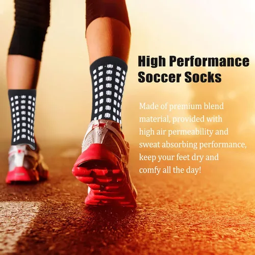 Vista 5 de Ultrafun 5 pares de calcetines de fútbol para hombre, calcetines de agarre acolchados antideslizantes para deportes de fútbol y baloncesto