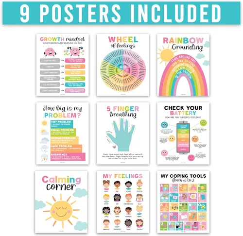 Vista 2 de Hadley Designs 9 Pósters de Rincón Tranquilo para Aula Imprescindibles para Maestros - Suministros para Rincón de Calma de 11x14, Tabla