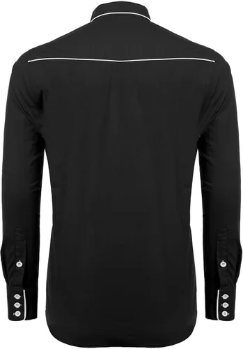 Vista 8 de COOFANDY Camisa bordada de manga larga para hombre, ajustada, informal, con botones