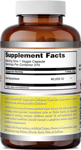 Vista 5 de Amazing Serrapeptase (40000 unidades). Promueve senos sanos, respalda al sistema cardiovascular y la salud del sistema inmune., 1