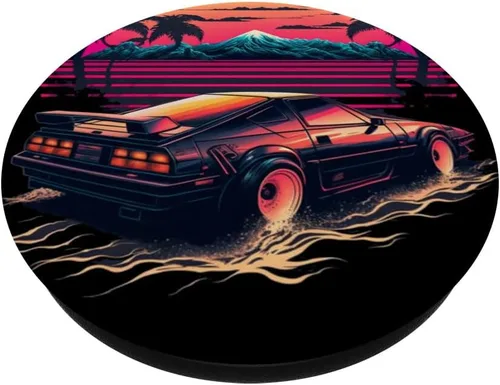 Vista 2 de Japonés Retro Futurista Synthwave Car Racing JDM Tuning PopSockets intercambiables PopGrip