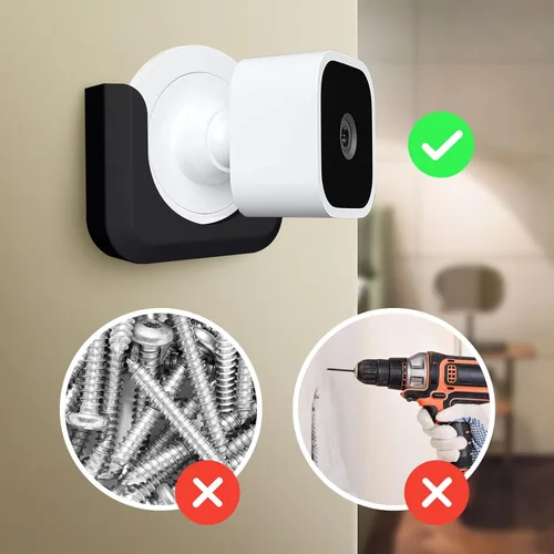 Vista 2 de Blink Mini Mount, Soporte de Pared de Adhesivo Fuerte y Duradero para Cámara Interior Blink Mini, Sin Taladro, Sin Tornillos, Decora sin Daños Negro
